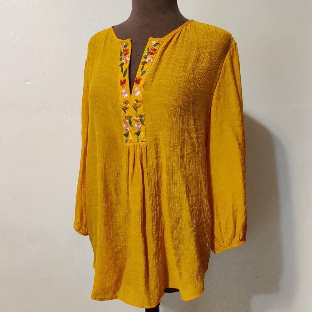 Olivia & Martin Mustard yellow blouse